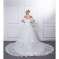 2016 robe de bal Robe de mariée en tulle douce avec épinards en dentelle brodée perles cristaux Bateau cou 3/4 robe de mariée robe de mariée